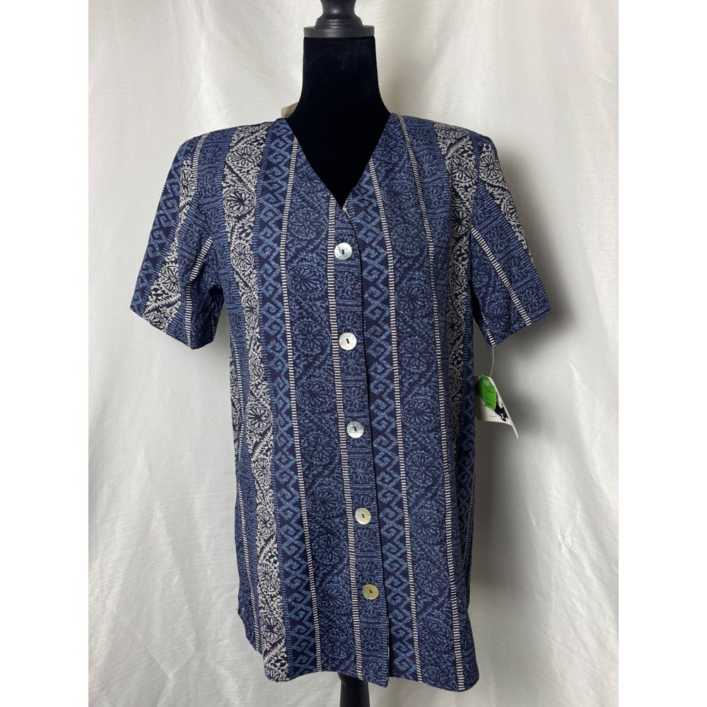 Natural Resources Tunic Women Small Blue Vintage NWT Deadstock Button Up Boho